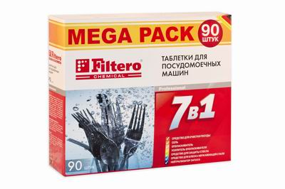 Таблетки для посудомоечных машин 7 в 1 МЕГА ПАК 90 шт. Арт. 703 Filtero Таблетки для посудомоечных машин 7 в 1 МЕГА ПАК 90 шт. Арт. 703 Filtero