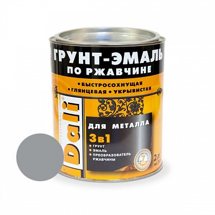 DALI (Дали) Грунт-эмаль по ржавчине 3в1 гладкая 2 л R7004 серый DALI (Дали) Грунт-эмаль по ржавчине 3в1 гладкая 2 л R7004 серый