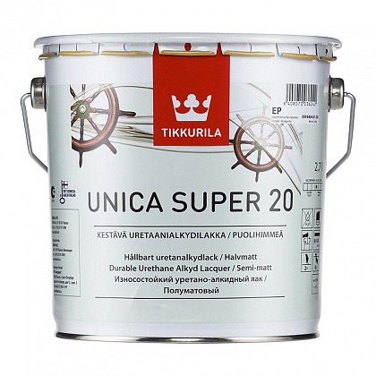 Лак Tikkurila Unica Super 20 (Тиккурила Уника Супер 20) полуматовый 2,7 л