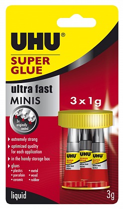 Клей UHU Секундный Super Glue 1 мл 3шт 45420 Клей UHU Секундный Super Glue 1 мл 3шт 45420