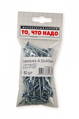 Саморез универсальный белый цинк 4х40 60 шт/уп Саморез универсальный белый цинк 4х40 60 шт/уп