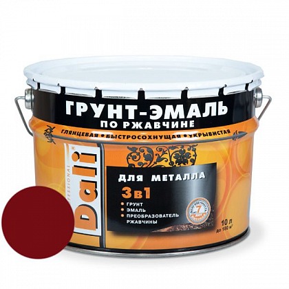 DALI (Дали) Грунт-эмаль по ржавчине 3в1 гладкая 10 л R3011 красно-коричневый DALI (Дали) Грунт-эмаль по ржавчине 3в1 гладкая 10 л R3011 красно-коричневый