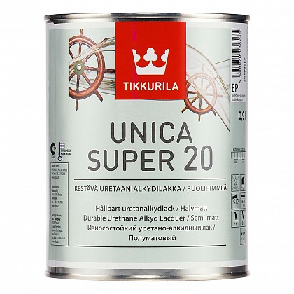 Лак Tikkurila Unica Super 20 (Тиккурила Уника Супер 20) полуматовый 0,9 л