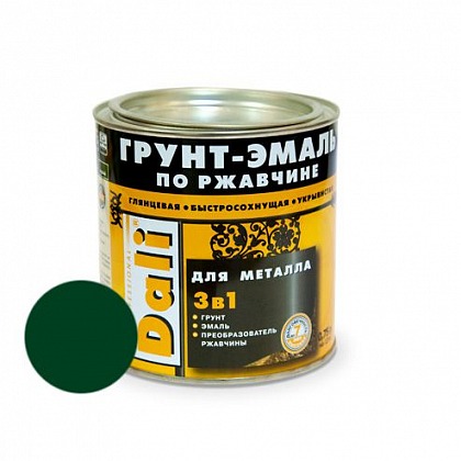 DALI (Дали) Грунт-эмаль по ржавчине 3в1 гладкая 0,75 л R6005 зеленый мох DALI (Дали) Грунт-эмаль по ржавчине 3в1 гладкая 0,75 л R6005 зеленый мох