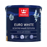Краска для потолка Тиккурила Евро Вайт (Tikkurila Euro White) глубоко матовая 2,7 л