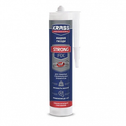 Жидкие гвозди KRASS StrongFix для тяжелых элементов 300 мл Жидкие гвозди KRASS StrongFix для тяжелых элементов 300 мл