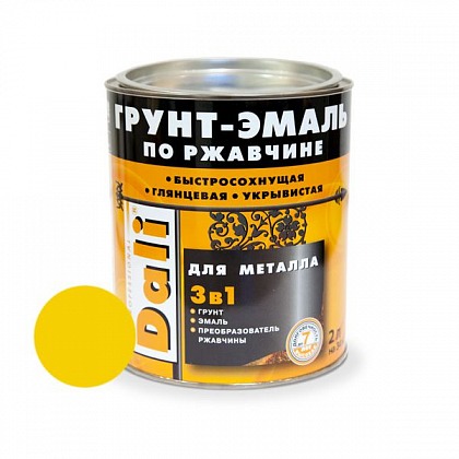 DALI (Дали) Грунт-эмаль по ржавчине 3в1 гладкая 2 л R1021 желтый DALI (Дали) Грунт-эмаль по ржавчине 3в1 гладкая 2 л R1021 желтый