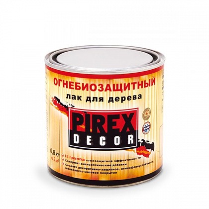 Лак PIREX-Decor огнезащитный для дерева полуматовый 3 л Лак PIREX-Decor огнезащитный для дерева полуматовый 3 л