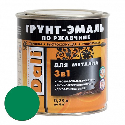 DALI Грунт-эмаль по рж 3в1 гладкая 0,23 л R6029 зеленый DALI Грунт-эмаль по рж 3в1 гладкая 0,23 л R6029 зеленый