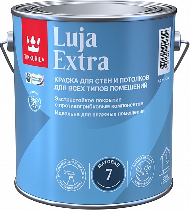 Краска Tikkurila Luja Extra 7 база А 0,9 л матовая лля стен и потолков экстрастойкая
