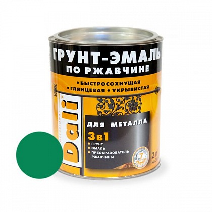 DALI (Дали) Грунт-эмаль по ржавчине 3в1 гладкая 2 л R6029 зеленый DALI (Дали) Грунт-эмаль по ржавчине 3в1 гладкая 2 л R6029 зеленый