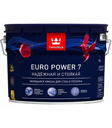 Краска Tikkurila Euro Power 7 (Тиккурила Евро Пауэр 7) матовая А 9 л 700001121