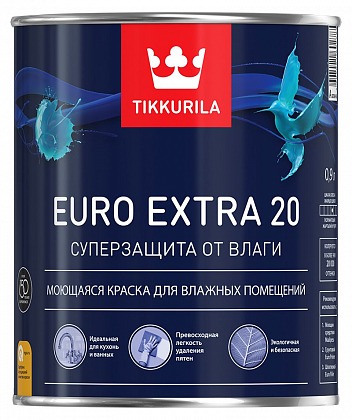 Краска Tikkurila Euro Extra 20 (Тиккурила Евро Экстра 20) полуматовая А 0,9 л 700001105